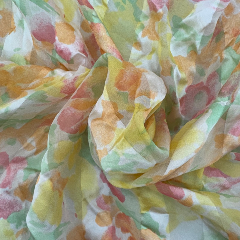 【赫蒂國際精品】Yves Saint Laurent 聖羅蘭 水彩暈染印花絲巾 vintage-7