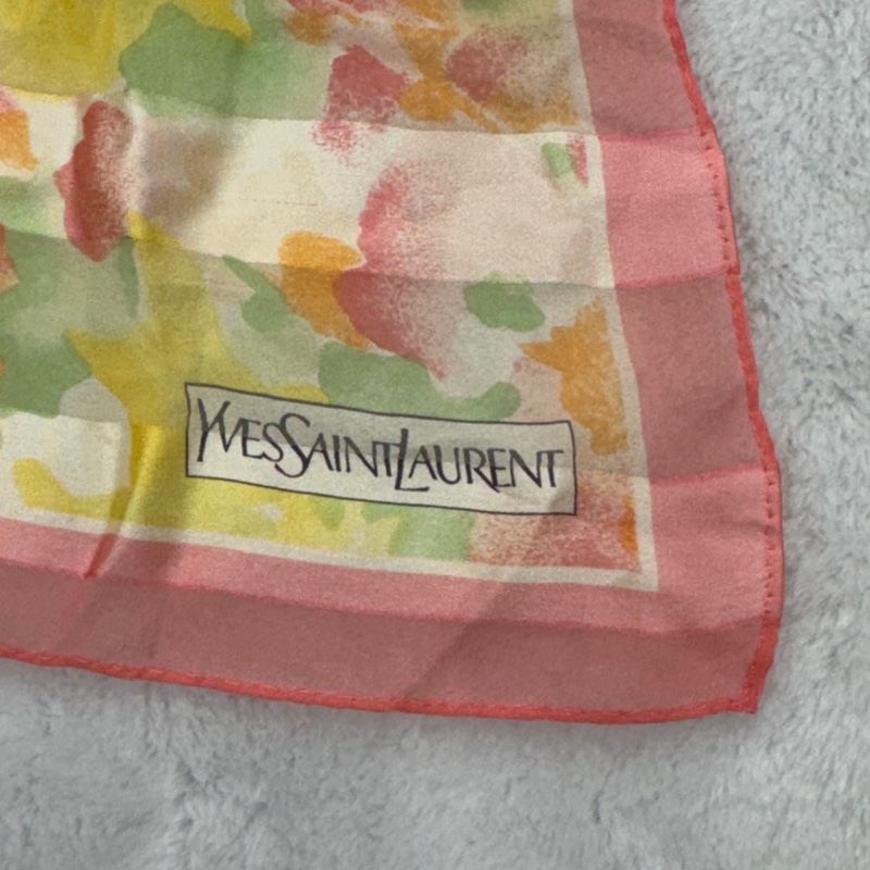 【赫蒂國際精品】Yves Saint Laurent 聖羅蘭 水彩暈染印花絲巾 vintage-3