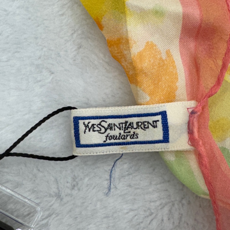 【赫蒂國際精品】Yves Saint Laurent 聖羅蘭 水彩暈染印花絲巾 vintage-4