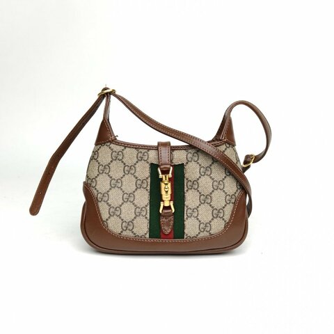 GUCCI Jackie1961Mini19老花PVC金扣肩背包