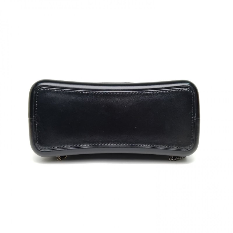 CHANEL GABRIELLE流浪雙肩包中號黑色牛皮28開金銀扣肩背包-4