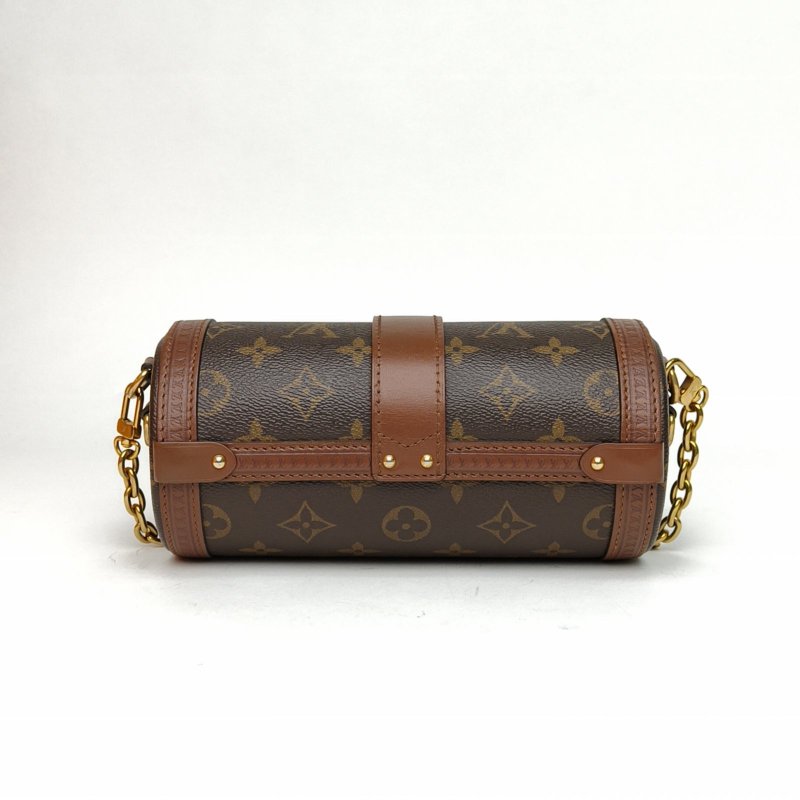 LOUIS VUITTON PAPILLON巴比龍TRUNK鏈條圓桶包老花PVC晶片肩背包-2