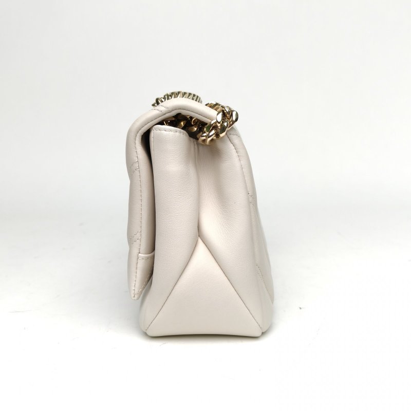 BVLGARI SerpentiCabochon蛇頭包小號白色牛皮肩背包-1