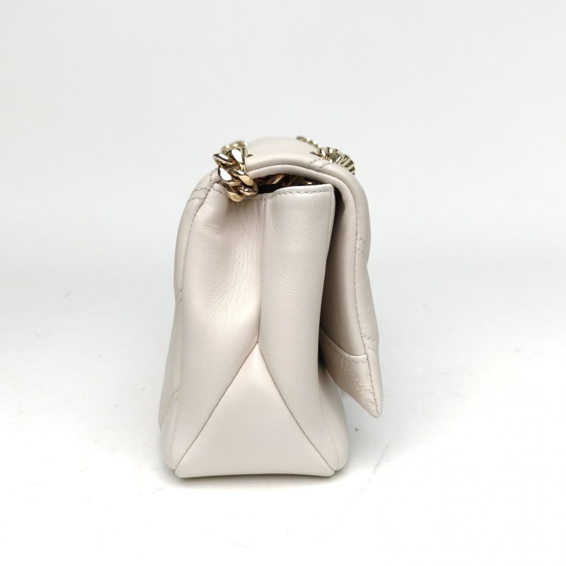 BVLGARI SerpentiCabochon蛇頭包小號白色牛皮肩背包-3