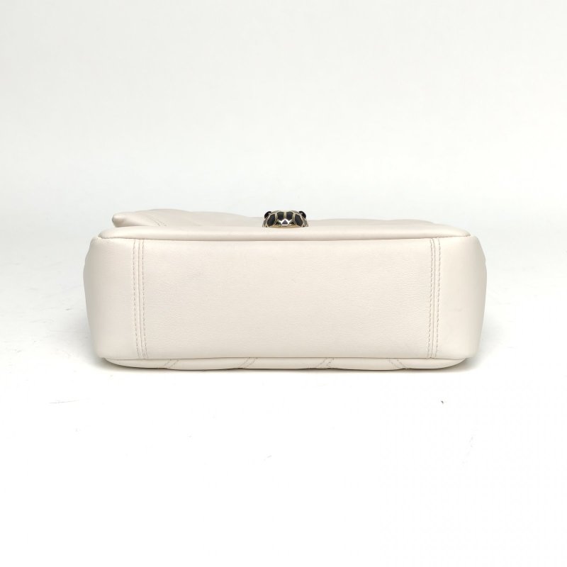 BVLGARI SerpentiCabochon蛇頭包小號白色牛皮肩背包-4