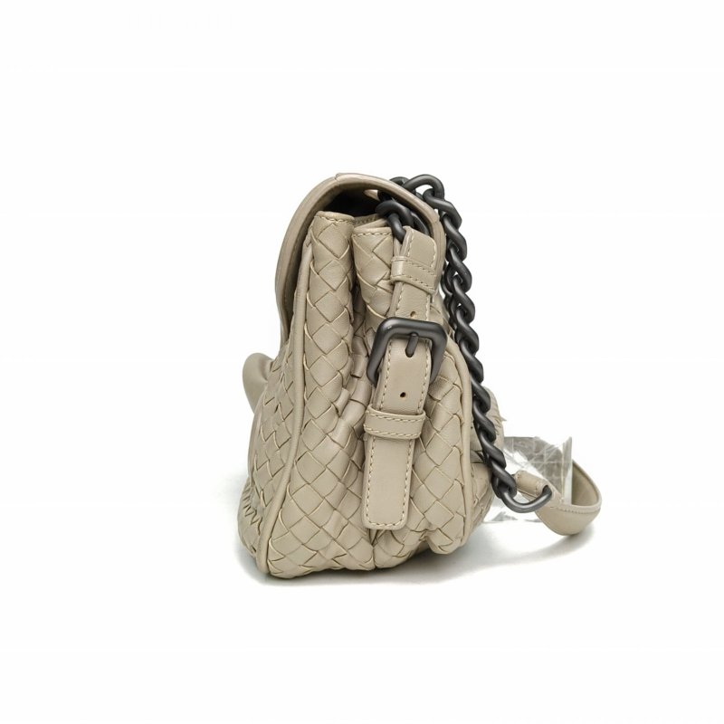 BOTTEGA VENETA 灰色羊皮鎢鋼扣經典編織單肩包肩背包-1