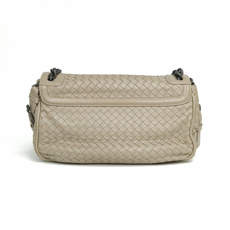 BOTTEGA VENETA 灰色羊皮鎢鋼扣經典編織單肩包肩背包-2