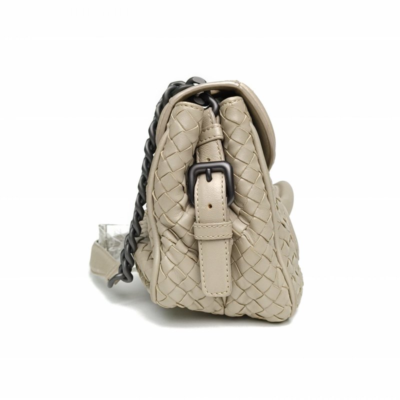 BOTTEGA VENETA 灰色羊皮鎢鋼扣經典編織單肩包肩背包-3