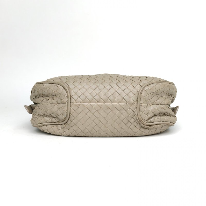 BOTTEGA VENETA 灰色羊皮鎢鋼扣經典編織單肩包肩背包-4