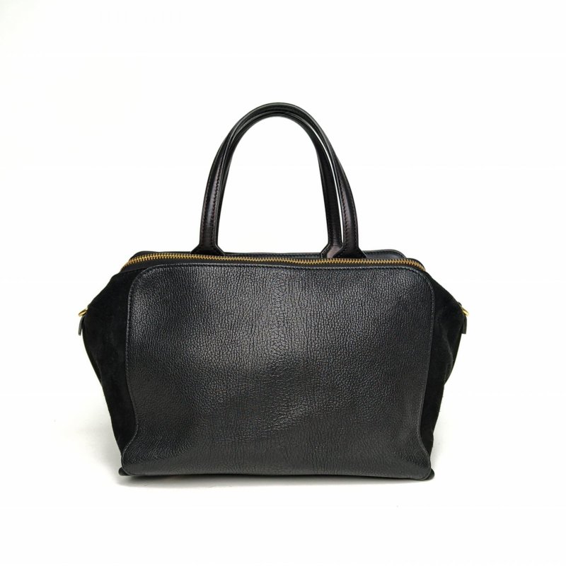 LOEWE 黑色牛皮麂皮金扣手提單肩包肩背包-2