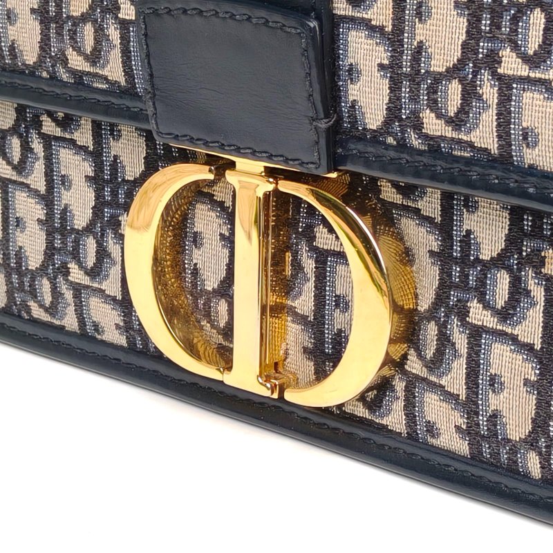 DIOR 30Montaigne蒙田皮肩帶大牛皮/帆布金扣印花肩背包-4