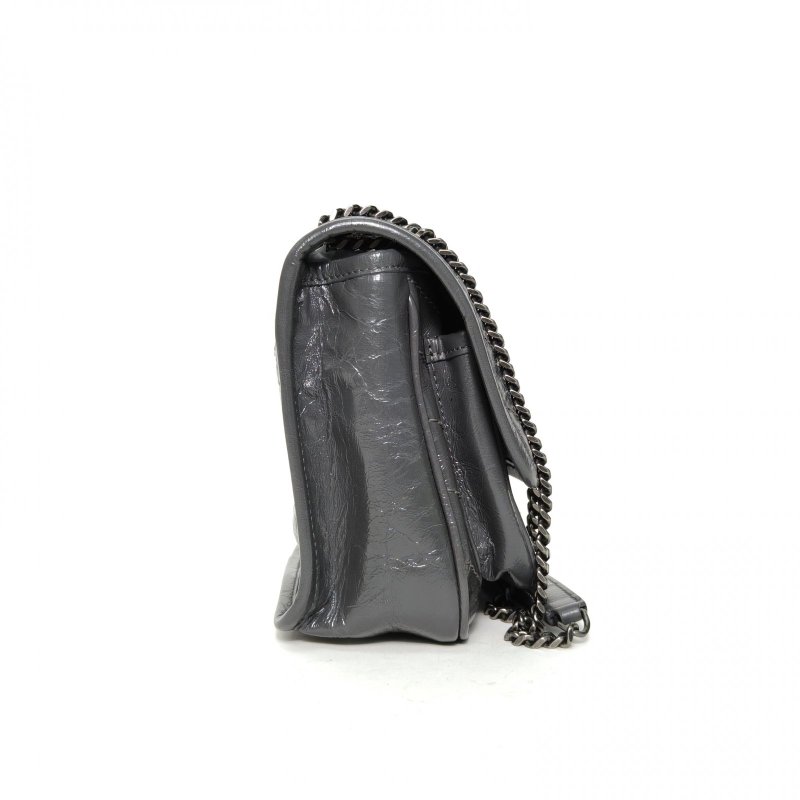 SAINT LAURENT NikiMini21灰色牛皮灰扣肩背包-1