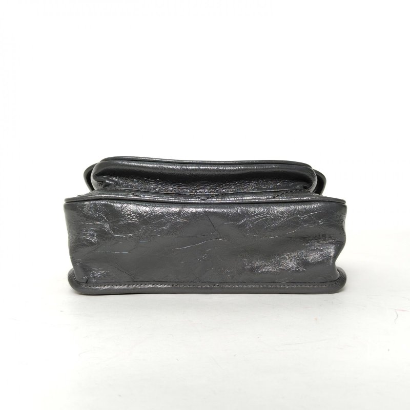 SAINT LAURENT NikiMini21灰色牛皮灰扣肩背包-4