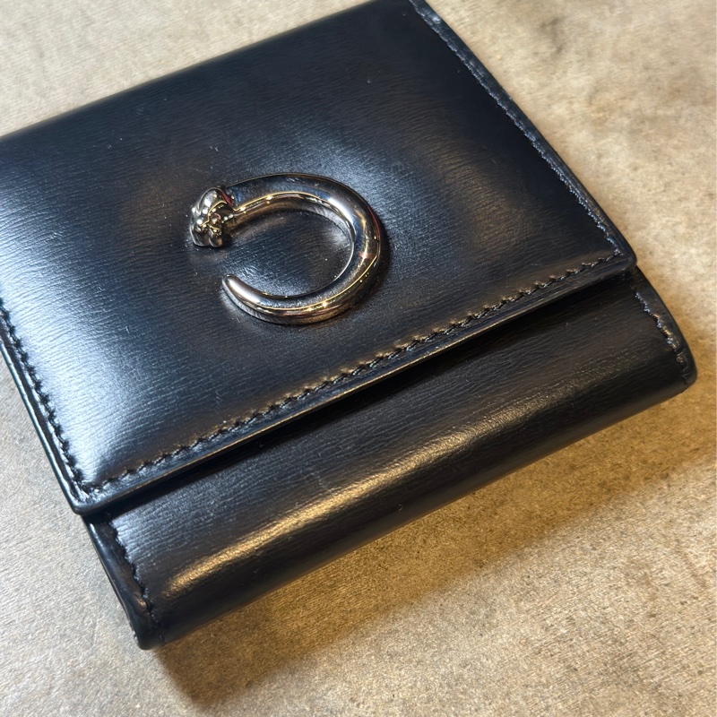 Cartier PANTHÈRE C DE CARTIER 卡地亞美洲豹黑色羊皮散紙包-1