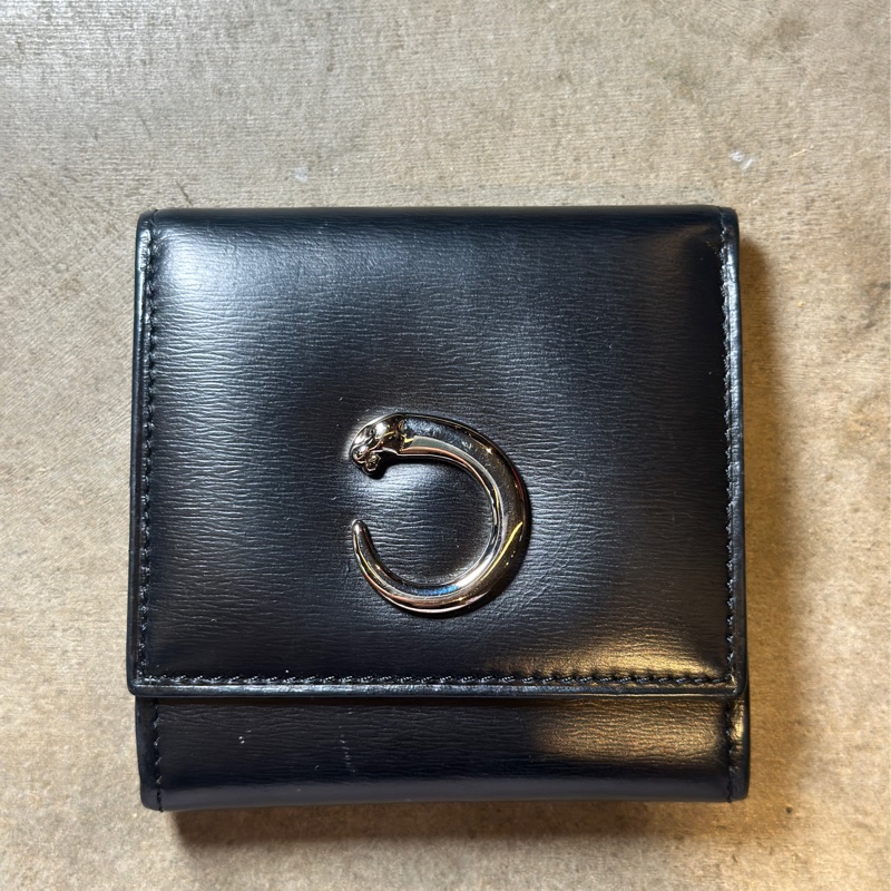 Cartier PANTHÈRE C DE CARTIER 卡地亞美洲豹黑色羊皮散紙包-2