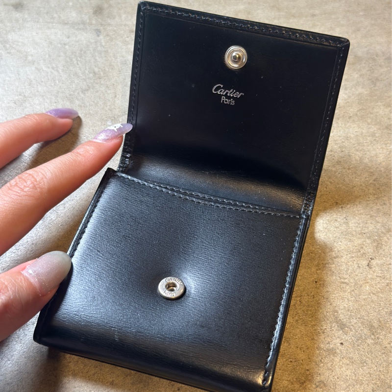 Cartier PANTHÈRE C DE CARTIER 卡地亞美洲豹黑色羊皮散紙包-4