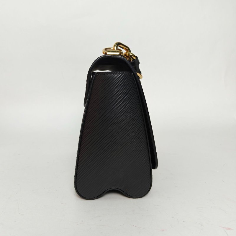 LOUIS VUITTON TWIST中號23黑色EPI水波紋牛皮金扣晶片肩背包-1