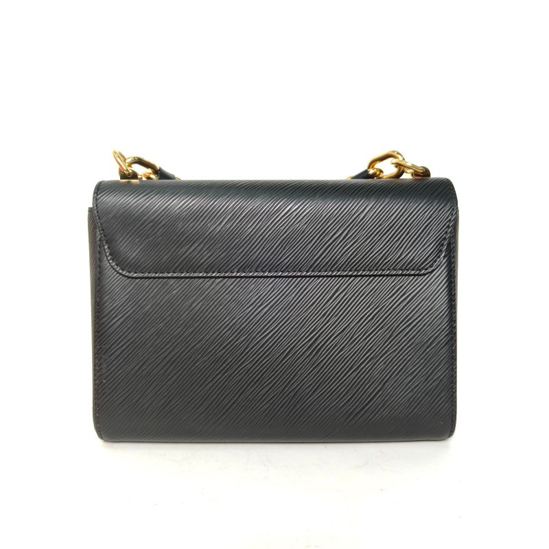 LOUIS VUITTON TWIST中號23黑色EPI水波紋牛皮金扣晶片肩背包-2