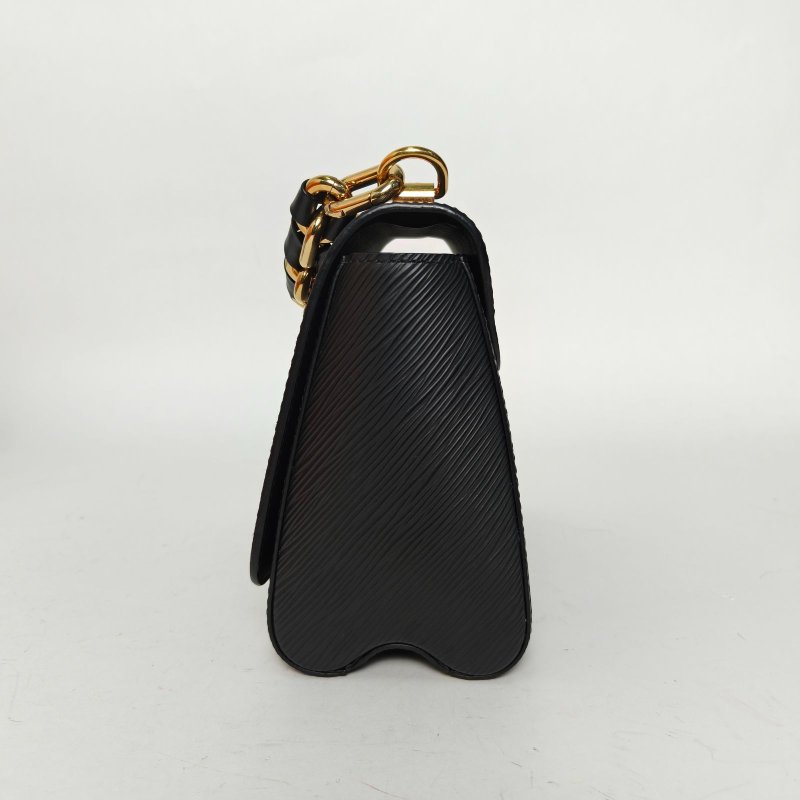LOUIS VUITTON TWIST中號23黑色EPI水波紋牛皮金扣晶片肩背包-3