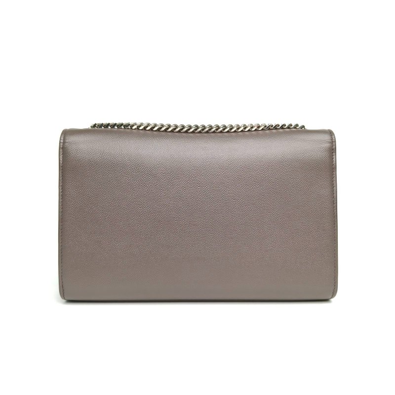 SAINT LAURENT KATE中號24荔紋流蘇灰色牛皮銀扣肩背包-2