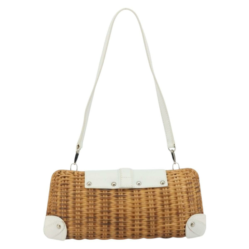 【日本直送】Salvatore Ferragamo Gancini 藤編米白色配件包 正品 BAZ704A-1