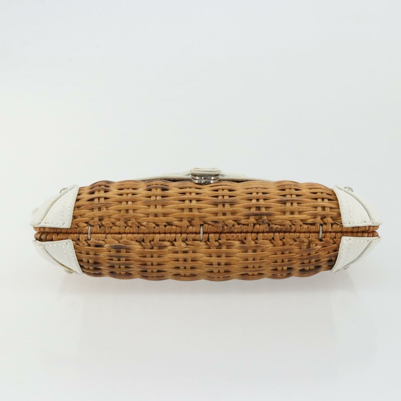 【日本直送】Salvatore Ferragamo Gancini 藤編米白色配件包 正品 BAZ704A-4