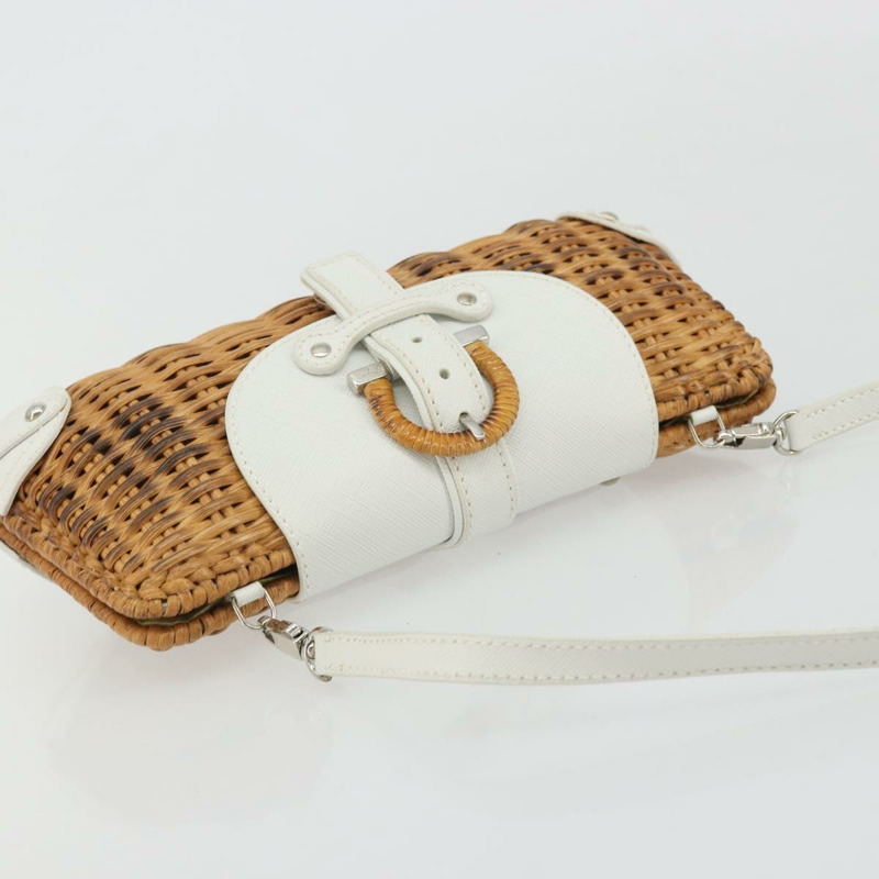 【日本直送】Salvatore Ferragamo Gancini 藤編米白色配件包 正品 BAZ704A-5