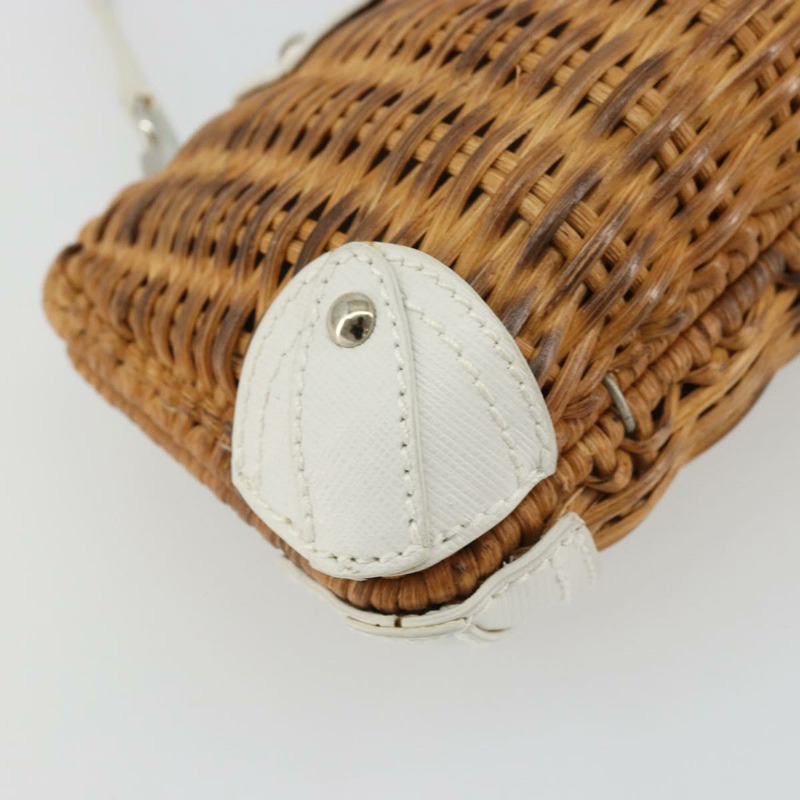 【日本直送】Salvatore Ferragamo Gancini 藤編米白色配件包 正品 BAZ704A-7