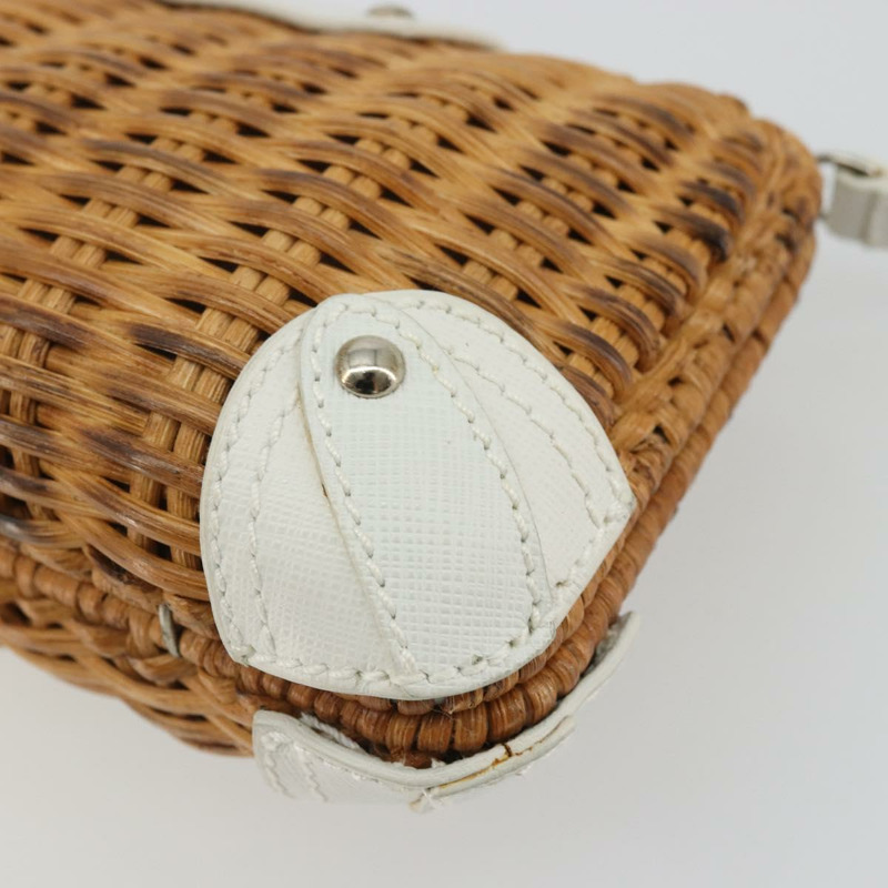 【日本直送】Salvatore Ferragamo Gancini 藤編米白色配件包 正品 BAZ704A-16