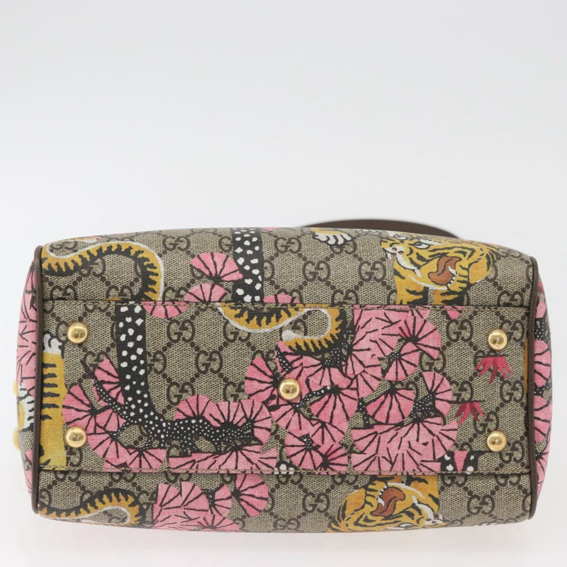 【日本直送】GUCCI GG Supreme 波士頓包 PVC 暢貨中心 兩用 米色 金色 409529 正品 YKZ822SAM-4