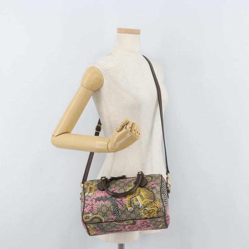 【日本直送】GUCCI GG Supreme 波士頓包 PVC 暢貨中心 兩用 米色 金色 409529 正品 YKZ822SAM-25