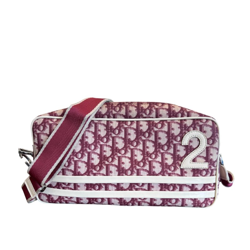 DIOR酒紅色數字老花斜背包-0