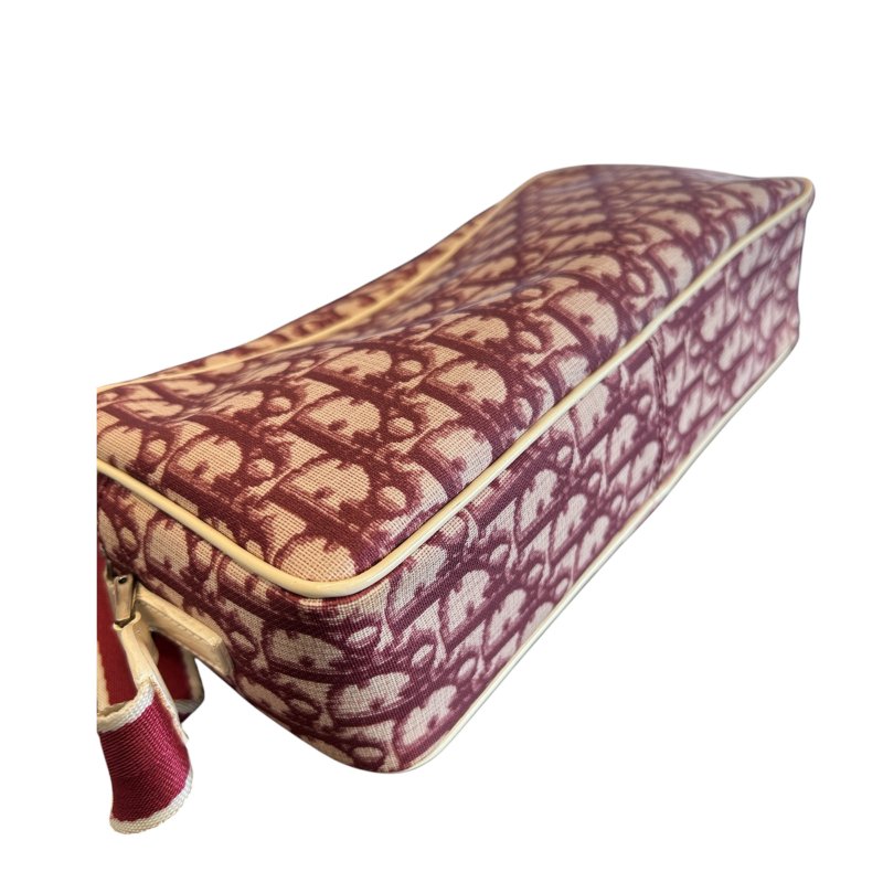 DIOR酒紅色數字老花斜背包-4