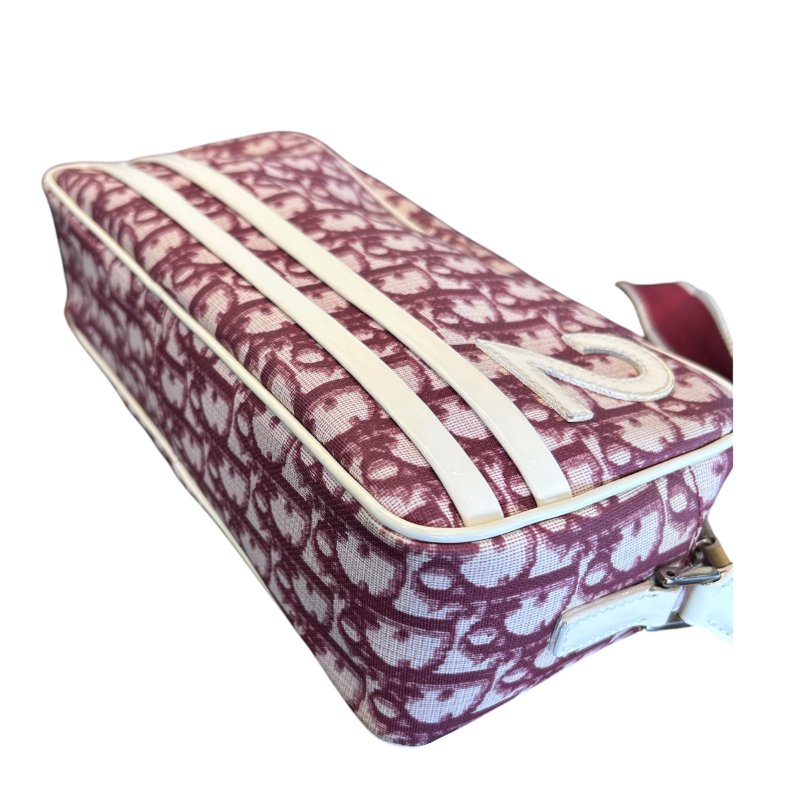 DIOR酒紅色數字老花斜背包-5