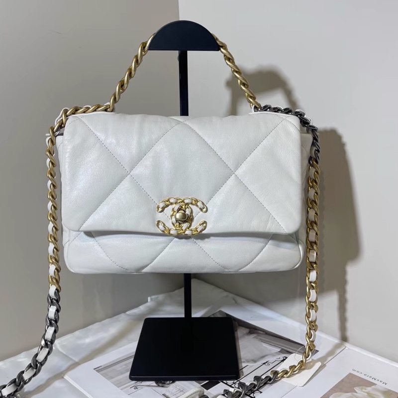 CHANEL香奈兒 白色小號19bag🪿🪿黑金白鏈美滋滋的-10