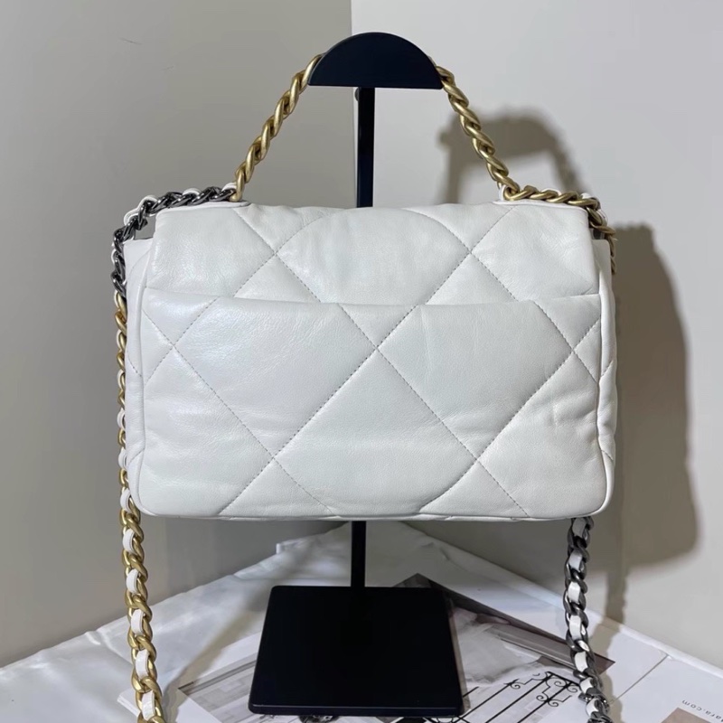 CHANEL香奈兒 白色小號19bag🪿🪿黑金白鏈美滋滋的-11