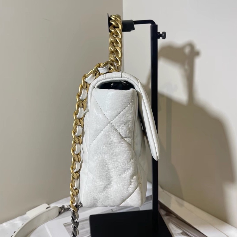 CHANEL香奈兒 白色小號19bag🪿🪿黑金白鏈美滋滋的-12