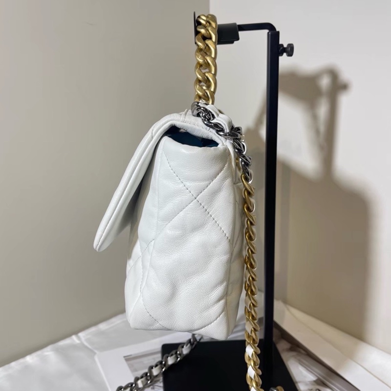 CHANEL香奈兒 白色小號19bag🪿🪿黑金白鏈美滋滋的-13