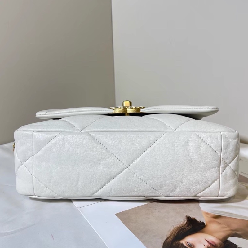 CHANEL香奈兒 白色小號19bag🪿🪿黑金白鏈美滋滋的-14