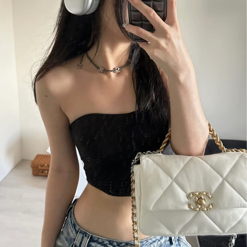 CHANEL香奈兒 白色小號19bag🪿🪿黑金白鏈美滋滋的-29