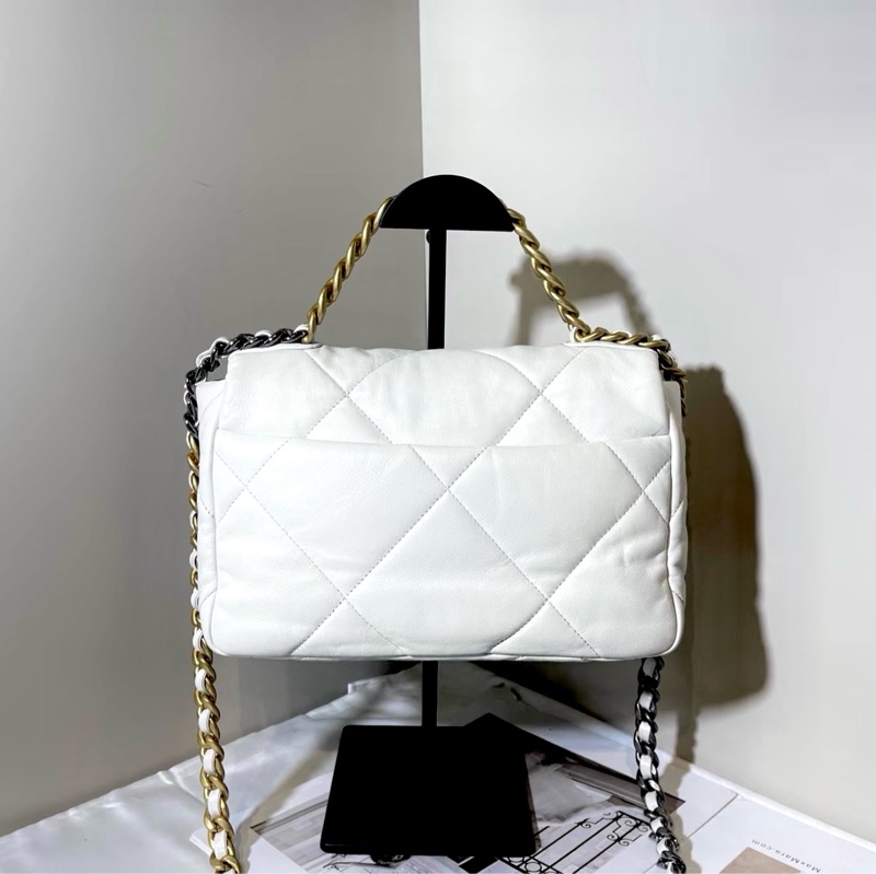 CHANEL香奈兒 白色小號19bag🪿🪿黑金白鏈美滋滋的-31