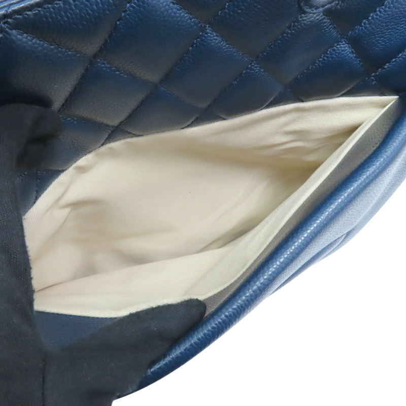 藍色 荔枝紋 牛皮 CC Top Handle Tote 兩用包 銀釦【CHANEL 香奈兒】 A66814-4