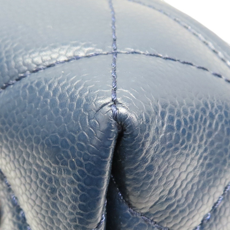 藍色 荔枝紋 牛皮 CC Top Handle Tote 兩用包 銀釦【CHANEL 香奈兒】 A66814-12