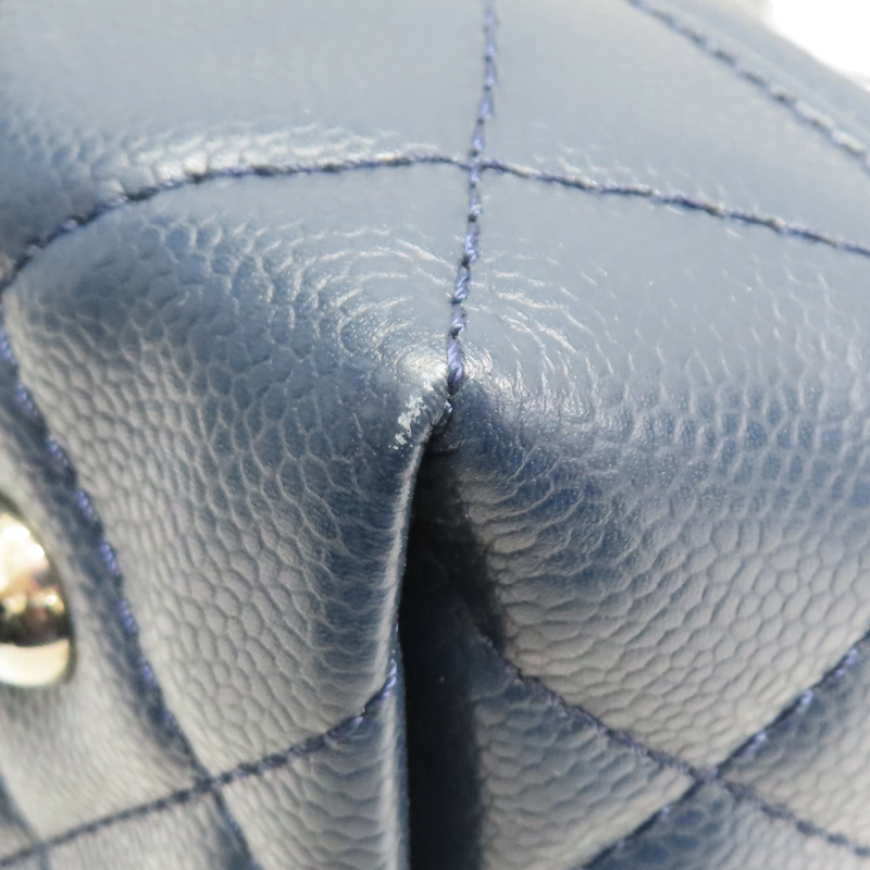 藍色 荔枝紋 牛皮 CC Top Handle Tote 兩用包 銀釦【CHANEL 香奈兒】 A66814-13