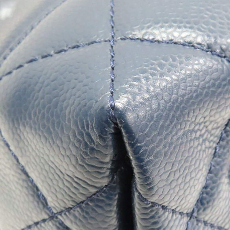 藍色 荔枝紋 牛皮 CC Top Handle Tote 兩用包 銀釦【CHANEL 香奈兒】 A66814-14