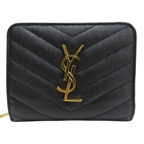 黑色 牛皮 Cassandre 雙折短夾【SAINT LAURENT YSL 聖羅蘭】 668288