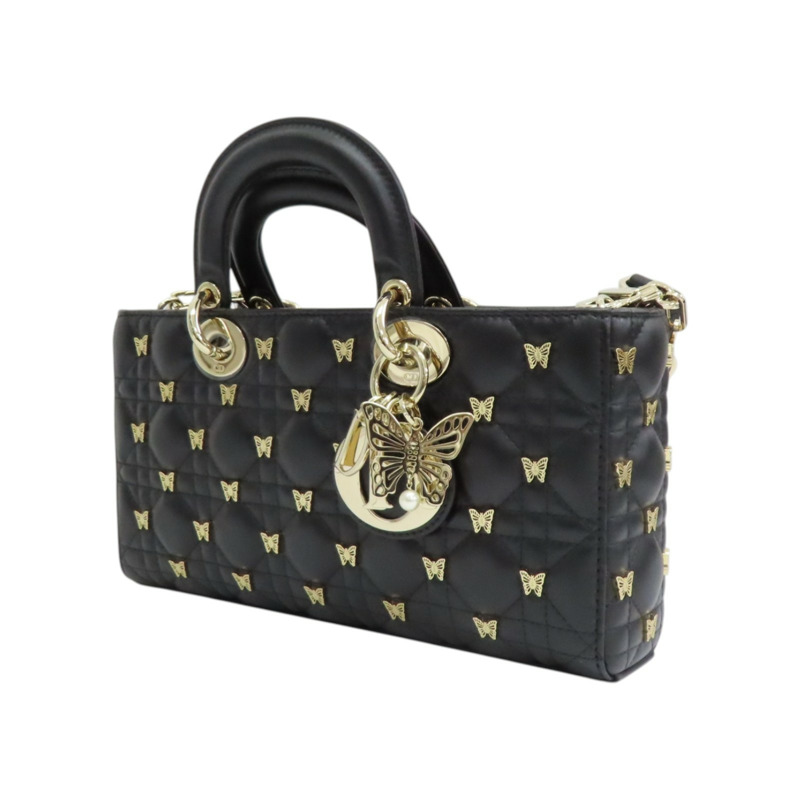 黑色 羊皮 蝴蝶鉚釘 Butterfly Cannage Lady D-Joy 兩用包【Dior 迪奧】-2
