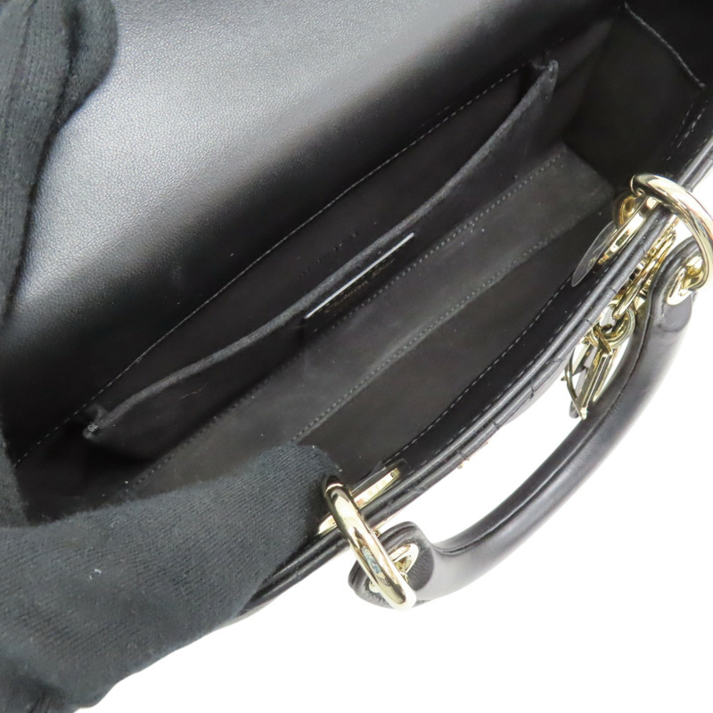 黑色 羊皮 蝴蝶鉚釘 Butterfly Cannage Lady D-Joy 兩用包【Dior 迪奧】-4