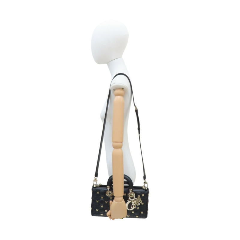 黑色 羊皮 蝴蝶鉚釘 Butterfly Cannage Lady D-Joy 兩用包【Dior 迪奧】-8