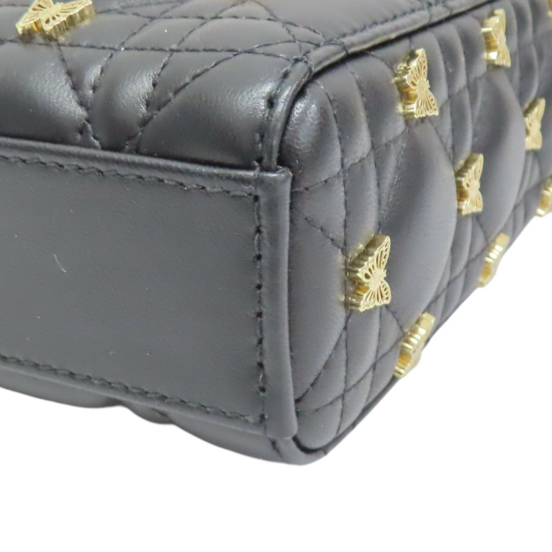 黑色 羊皮 蝴蝶鉚釘 Butterfly Cannage Lady D-Joy 兩用包【Dior 迪奧】-12